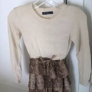 Miss Blumarine Knitted Top & Animal Print Bottom Dress, Sz 12